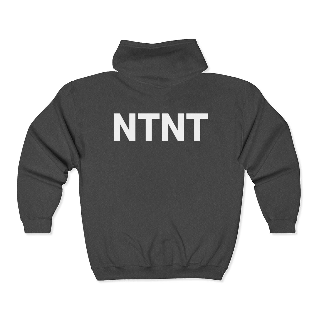 NTNT Zip Hoodie — Minimalist Black Full-Zip Hooded Sweatshirt