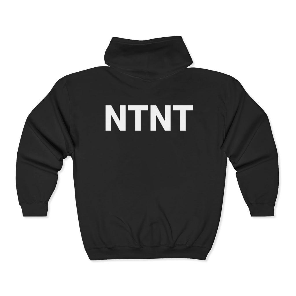 NTNT Zip Hoodie — Minimalist Black Full-Zip Hooded Sweatshirt