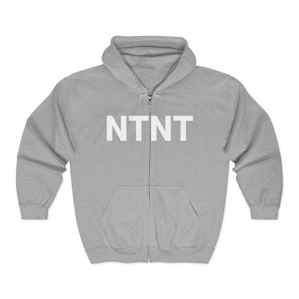 NTNT Zip Hoodie — Minimalist Black Full-Zip Hooded Sweatshirt