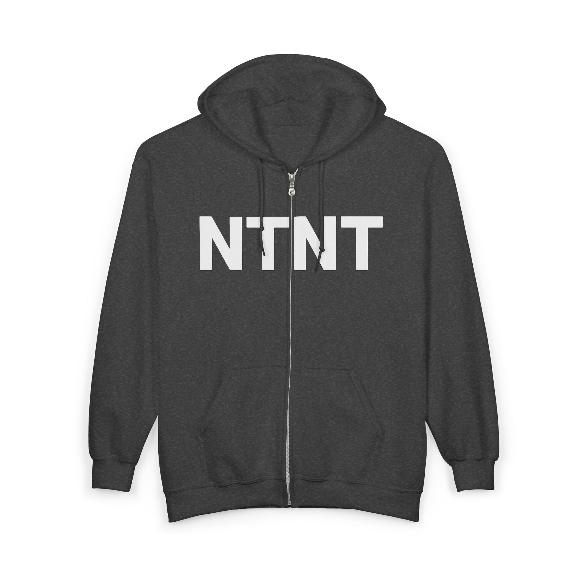NTNT Zip Hoodie — Minimalist Black Full-Zip Hooded Sweatshirt