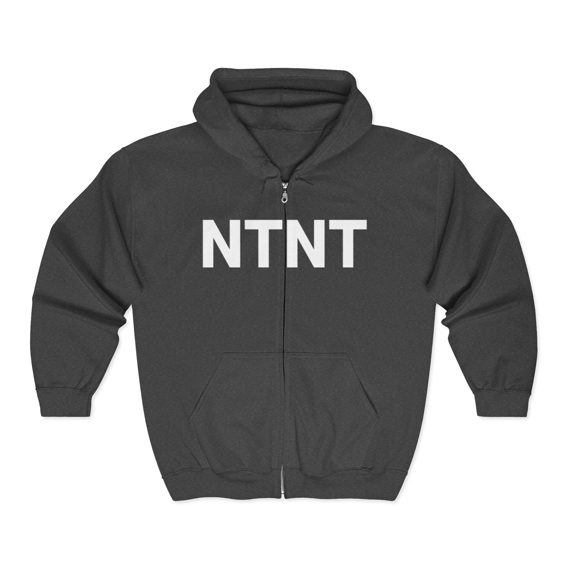 NTNT Zip Hoodie — Minimalist Black Full-Zip Hooded Sweatshirt