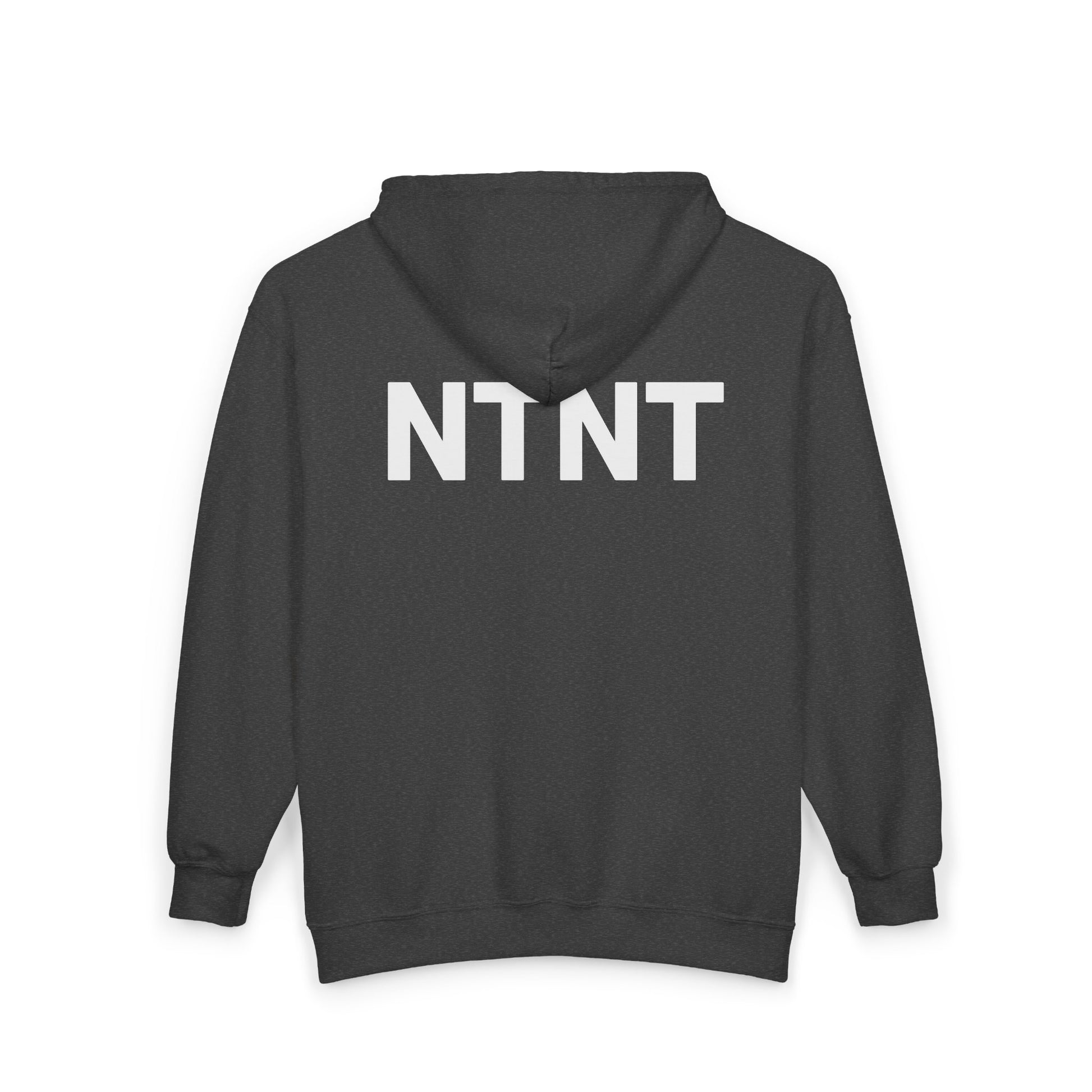 NTNT Zip Hoodie — Minimalist Black Full-Zip Hooded Sweatshirt